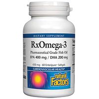 RxOmega-3 by Natural Factors, Natural Support for Cardiovascular Health with DHA and EPA, Daily Dietary Supplement, 60 Enteripure Softgels (60 servings)