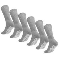 Men Women Anti Slip Grip Non Skid Crew Cotton Diabetic Socks For Home Hospital (6-pairs Grey, 13-15 Extra Large)
