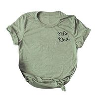 Womens Basic Short Sleeve Be Kind Print Tops O-Neck Tee Loose Blouse T-Shirts Tunic Plus Size Xia&Han Army Green