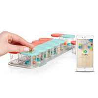 Sagely SMART Weekly Pill Organizer - Sleek AM/PM Twice a Day Pill Box with Free Smartphone Reminder App and 7 Day Travel Containers (Large Enough to Fit Fish Oil and Vitamin D) (Mint Blue/Coral)