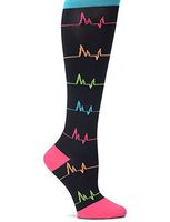 Nurse Mates EKG Heart and Holiday Compression Trouser Socks, Black, XX