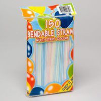 150 Count Multicolored Flexible Plastic Straws-Party Supplies