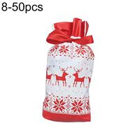 XKSIKjian's Gift Wrapping Supplies, 10/20/50Pcs Christmas Deer Santa Candy Drawstring Packing Stocking Bags Wedding Party DIY Gift Wrap Decor - 50pcs Red Deer Snowflake