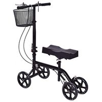 Mandycng Walking Aids Scooter w/Shopping Basket, Medical Steerable Folding Knee Walker, Ergonomic Non-Skid Hand Grip, Dual Brake Knee Walker Scooter, Great for Injury Sportman Leg Surgery