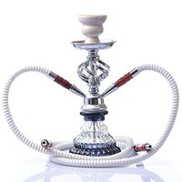 Kumiy Height 29cm Luxury Aluminum + Glass Arabian Hookah Set, 2 Hose Hookah Set, Hookah Smoke Bowl, Hookah Smoking Party Set with 1 Professional Lounge Hose