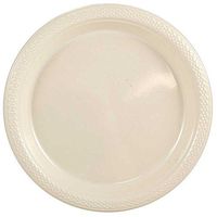 JAM PAPER Round Plastic Party Plates - Medium - 9 inch - Ivory - 200/Box