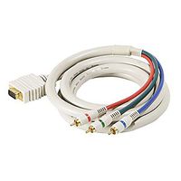 6' FT VGA Component Cable RGB Python 3-RCA Male to Male HD-15 Gold HDTV SVGA Cable Python D-Sub Component RGB Ivory 24 K Gold Plate Color Coded Double Shielded Digital Signal Jumper