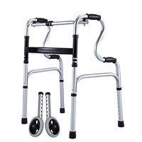 BNSDMM rollator Walker with seat Walker - Elderly/Disabled Dual Purpose Walking Aid Portable Folding Adjustable Height Aluminum Roller Walker/Four-Legged Walking Stick