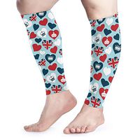 UK Hearts Pattern Unisex Calf Compression Sleeve - Leg Compression Socks for Running, Shin Splint, Calf Pain Relief, Leg Support Sleeve