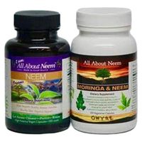 Neem Leaf 1,500 mg and Neem/Moringa Oleifera Leaf Powder Organic Capsules - 2 Bottle Set- Wellness Combo, Vegan, Kosher-Made in USA with Purchase