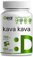 Deal Supplement Kava Kava (Piper methysticum ) Extract, 750mg, 180 Capsules, Stress & Anxiety Relief, Calm Mood, Support Restful Sleep and Pain Relief - 90 Days Supply