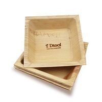 Dtocs Palm Leaf Shallow Plate- 5 Inch Square (Pack 50) | Wooden/Bamboo Style Natural, Eco-Friendly, Compostable Disposable Bowl Dinnerware for Serving Fruits, Desserts, Sushi, Snacks at Wedding, Party
