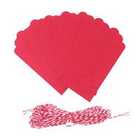 Holibanna 100pcs Christmas Gift Tags Hollow Kraft Paper Wishing Cards Happy New Year Labels with 20m Hemp Rope Christmas Tree Red