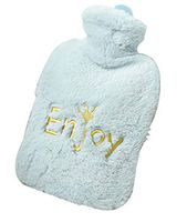 [Blue] Hot Water Bottle Filling Water Plush Hand Warmer, 900ml