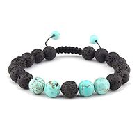 LALANG Handmade Lava Rock Stone Essential Oil Anxiety Diffuser Adjustable Bracelet Unisex(Style 1)