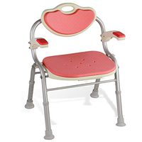 Drive Medical Foldable Bathroom Safety Shower Chair with Back for Elderly, Senior, Handicap & Disabled, Anti-Slip Bench Chair Seat Shower Stool with 90° Rotating armrest and Height Adjustable Legs