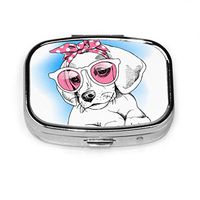 Beagle Puppy Pink Glasses Headband Vector Pill Case for Teens Multi Pill Case Tablet Holder Wallet Organizer Case for Pocket Or Purse