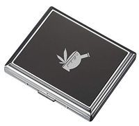 Personalized Visol Chrome Plated Double Sided Travel Cigarette Case with Free Leaf Design Laser Engraving (Leaf 1)