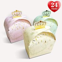 Christmas Gift Boxes, Bronzing Crown Candy Box-24 Piece Pack of 3 Color，Perfect for Wedding, Festival, Party Decoration，Cute Ornament Box for Chocolate,Treats, and Cookies
