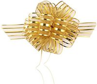 EOM Set of 8 Wedding Pull Bow Organza Striped Ribbon String with 35" Long Tulle Tails Wedding Party Bridal Giftwrap Wrapping Bows,Gift Bows, Christmas Bows Assorted Colors (Set of 10 Gold Color)
