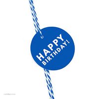 Andaz Press Circle Gift Tags, Modern Style, Happy Birthday!, Royal Blue, 24-Pack
