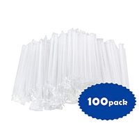 OTOR Jumbo Plastic Drinking Straws Individually Wrapped Straight Thick Clear PP Straw for Bubble & Boba Tea, Milkshakes - 9.4 inches long, Pack of 100