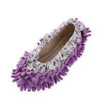Microfiber Washable Mop Slippers Shoes For Women Floor Dust Dirt Hair Cleaner (Color : Purple)