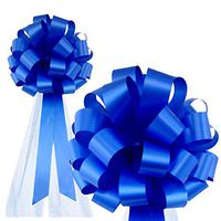 Royal Blue Wedding Pull Bows with Tulle Tails - 8" Wide, Set of 6, Healthcare Workers Support Ribbon, Easter, President's Day, 4th of July, Birthday, Decoration, Wedding, Pew Bows