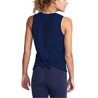 Meikosks Womens Mesh Yoga Tops Cute Workout Clothes Exercise Gym Shirts Running Tank Tops Navy