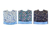 JustCare Adult Bib Protector Waterproof Backing & Optional Crumb Catcher (3 Pack)