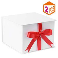 MESHA Gift Box with Lids and Ribbon 7.2x7.2x5 Inches Bridesmaid Gift Box for Christmas Weddings Birthday Great Gift Box Set White 2pc