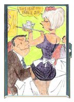Sexy Rude Vintage Waitress Double-Sided Cigarette Case, ID Holder, Wallet with RFID Theft Protection
