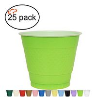 TigerChef 9 Ounce Lime Green 25 Pack Easy Grip Plastic Party Cups Solid Color Disposable 9 Oz Plastic Cups BPA Free