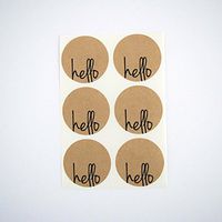 Hello Stickers, Rustic Kraft Brown Round Labels and Seals by Once Upon Supplies, 1.5 Inches, 60 Stickers