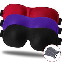 3 Sets Sleep Masks Soft Night Eye Mask 3D Contour Shade Mask with Adjustable Strap and Waterproof Storage Bag for Work Travel, Black, Red, Purple