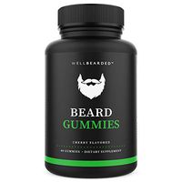 WELL BEARDED Beard Gummies - Natural Hair Growth Vitamins for Men - Scientifically Formulated for Fuller, Longer, Thicker Beards & Mustache - 5000mcg Biotin - Beard Gummy Supplement - Mens Beard Care
