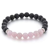 MYSTIQS Lava Stone & Rose Quartz Crystals Beaded Bracelet Essential Oil Diffuser for Men,Women Aromatherapy Ideal for Anti-Stress or Anti-Anxiety (ROSE QUARTZ & LAVA)
