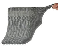 +MD Womens Non-Binding Cotton Crew Diabetic Socks with Seamless Toe and Cushion Sole, 8 Pairs Grey 9-11