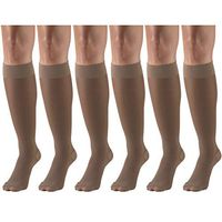 Sheer Compression Stockings, 30-40 mmHg, Women's Knee High Length, 30 Denier Taupe Small (6 Pairs)