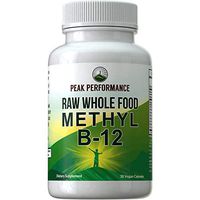 Raw Whole Food Vegan B12 Vitamin. Vitamin B12 Methylcobalamin - Methyl B-12 Supplement Plus 25+ Organic Fruit and Vegetable Ingredients. 30 Day Supply Capsules