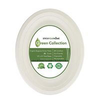 Compostable Luncheon Plates- Eco Friendly Natural Bagasse Sugarcane Dinnerware Set, 25-Count, 10 Inch Oval Platter
