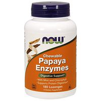 NOW Supplements, Papaya Enzyme with Mint and Chlorophyll, Digestive Support*, 180 Chewable Lozenges