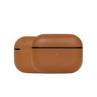 J.SPG AirPods Pro Case, Premium Genuine Leather Portable Shockproof Protective Cover for Apple AirPods Pro Earphones Charging Case (Front LED Visible) Support Wireless Charging,Brown