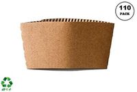 EcoQuality 110 Pack Hot Cup Sleeves - Corrugated Coffee Cup Sleeves - Protective Corrugated Disposable Paper Cup Jackets - Fits most 10oz, 12oz, 16oz, 20oz - 100% Recyclable