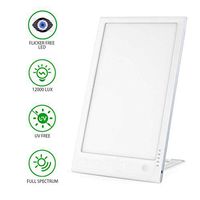 Light Therapy Lamp,12000 Lux Genuine Full Spectrum Therapy Light, UV Free Sunlight Lamp with Adjustable Brightness, 5 Timer Settings, Touch Control for Home/Office Use (Light Therapy White 03)