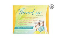 Threelac Probiotic Natural Lemon Flavor Dietary Supplement (3 Boxes) 60 Packets Supports intestinal and Digestive Health
