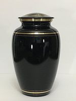 Indian Artefacts 714 Black Cremation Urn with Gold Border for Adult Human Ashes,10 Inches High