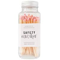 Sweet Water Decor Pink Safety Matches - Glass Jar | 60 Strike On Bottle Matches Vintage Matches Home Decor Candle Accessory Pink Tip