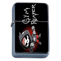 Gym Reaper Flip Top Oil Lighter Em1 Smoking Cigarette Silver Case Included