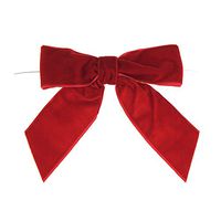 Pre-Tied Velvet Bows, 4-1/2-Inch, 12-Pack (Red)